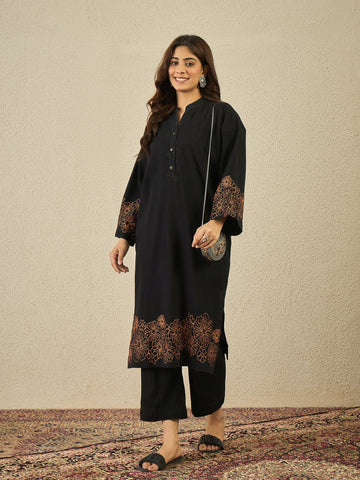 Denim Printed Kurta Set