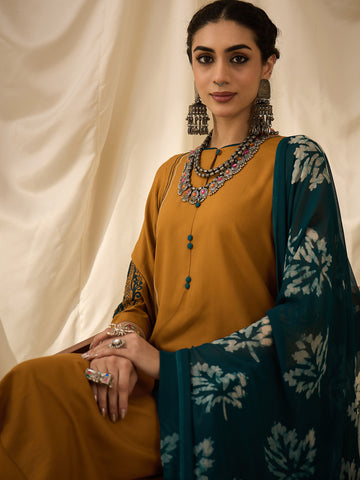 Mustard Kurta Set With Dupatta