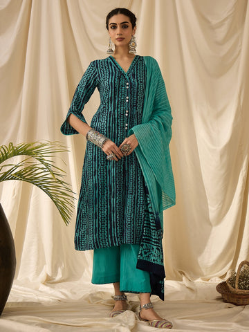 Firozi Print Kurta Set with Dupatta