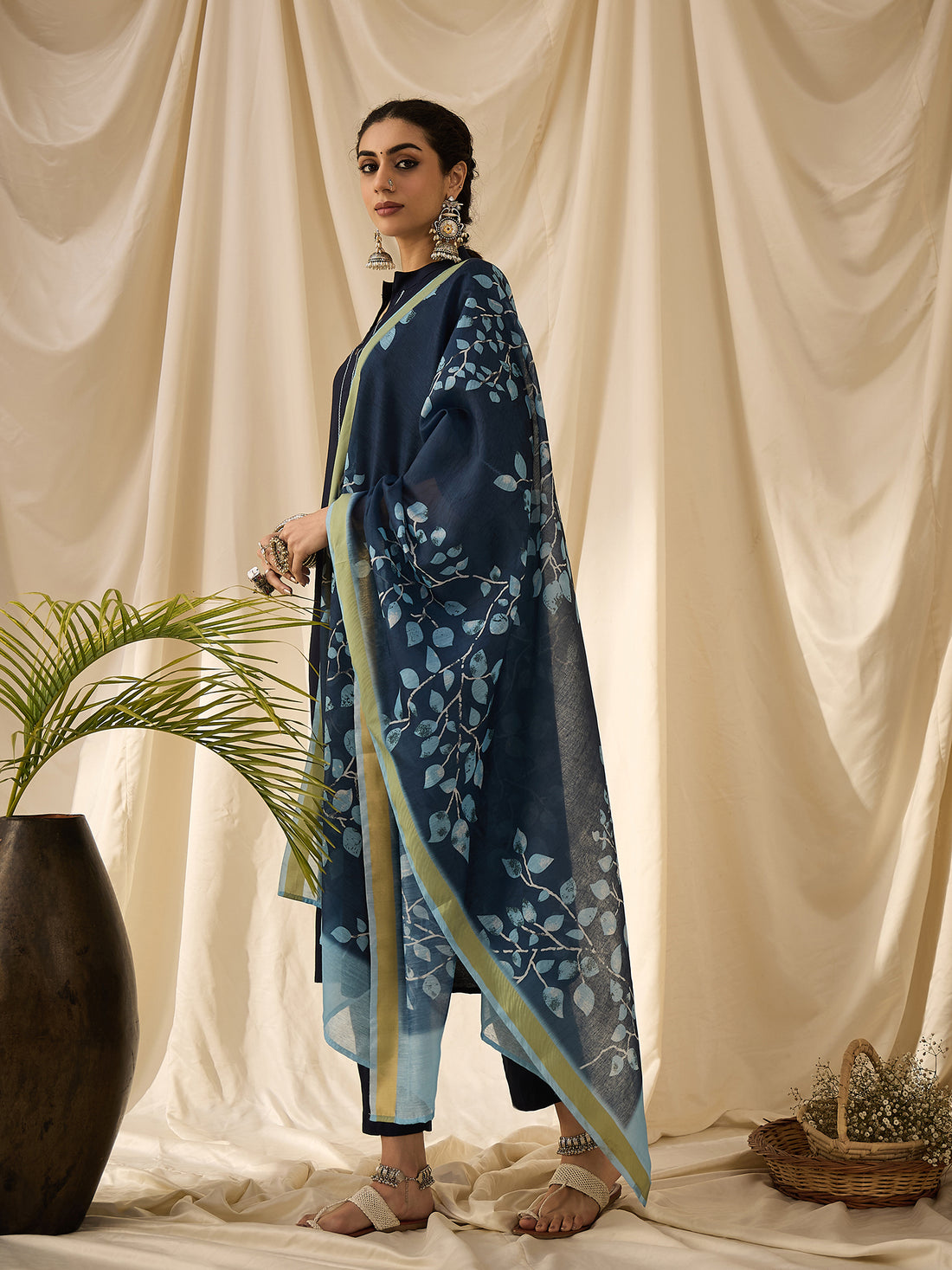 Cobalt blue kurta set with dupatta