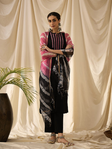 Black kurta set with dupatta