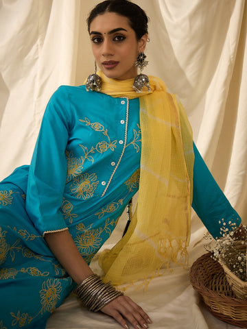 Firozi kurta set with dupatta