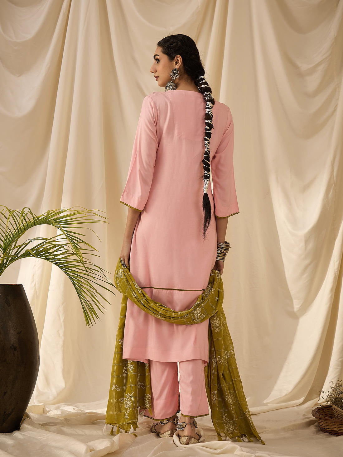 Blush pink kurta set with dupatta