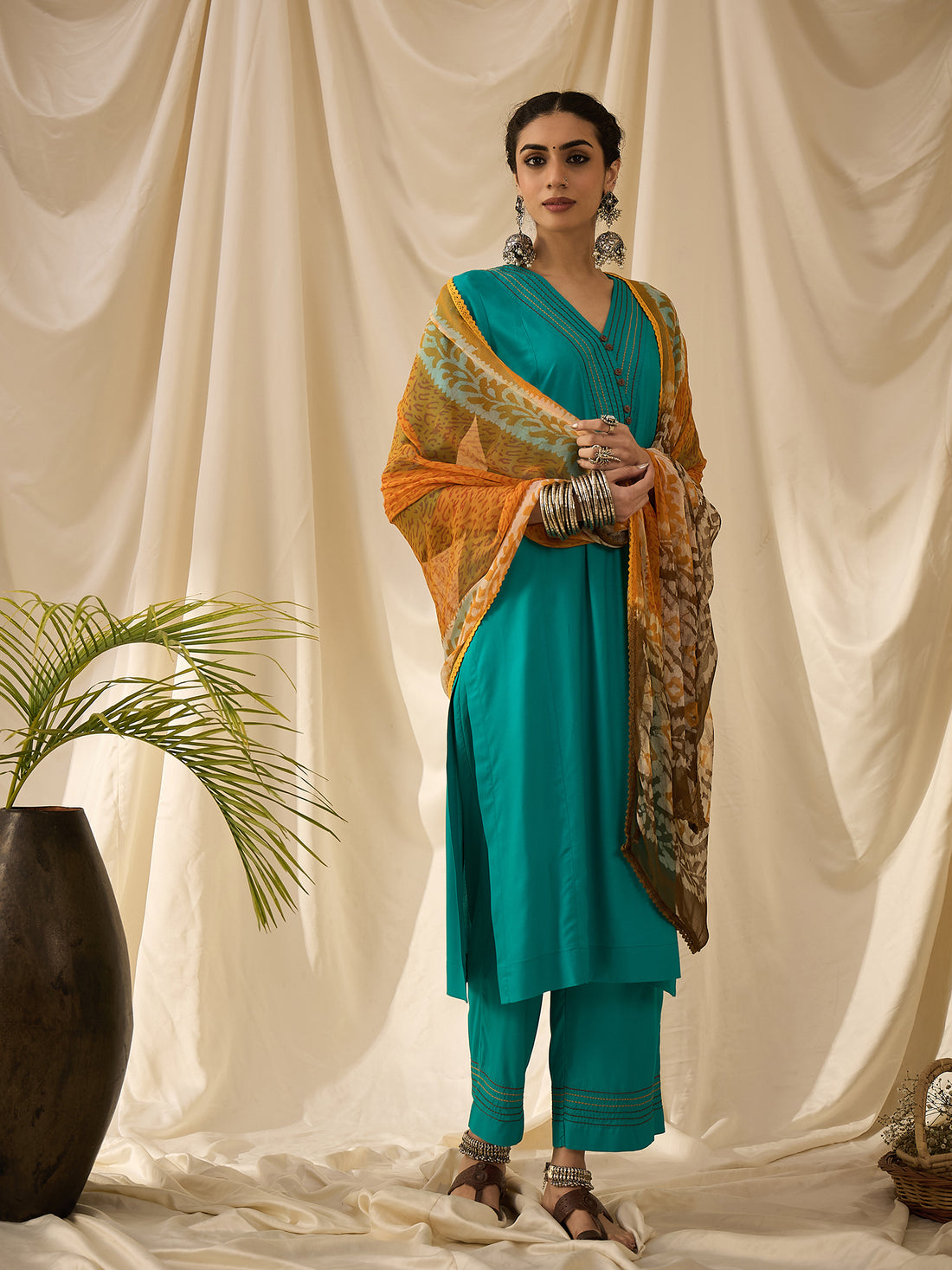 Turquoise Blue Kurta Set with Dupatta