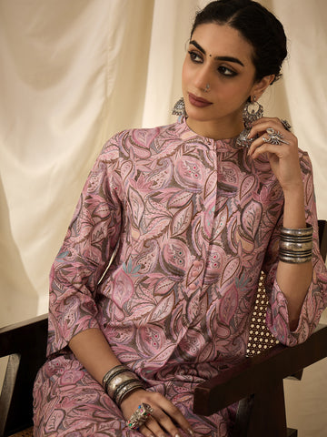 Fuchsia Floral Printed Kurta Set
