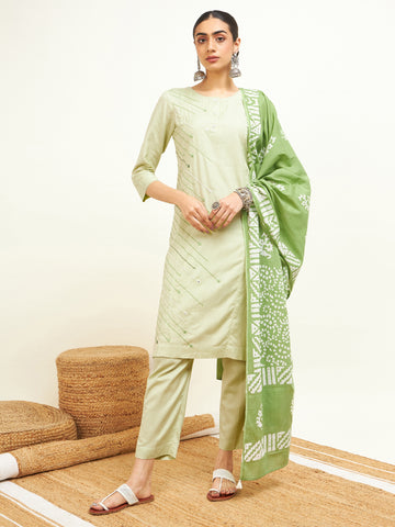 Sea Green Embroidered Kurta Set with Dupatta