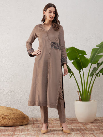 Sparkle Brown Kurta Set
