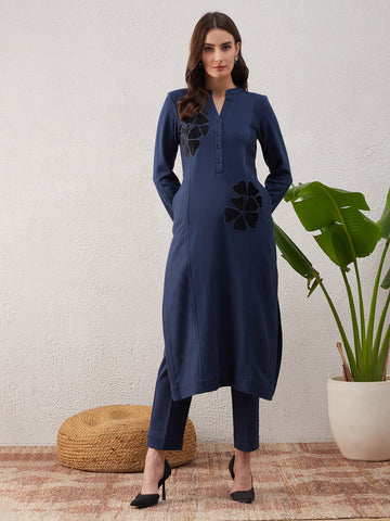 Blue Woollen Kurta Set