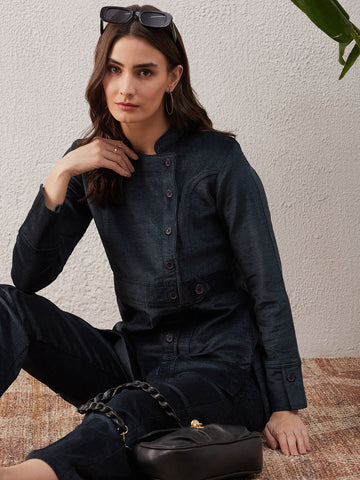 Oxford Blue Velvet Co-ord Set