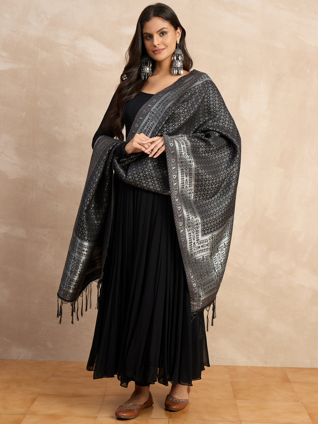 The Noir Zari Banarasi Dupatta