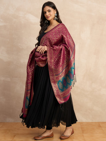 The Royal Maroon Banarasi Silk Dupatta
