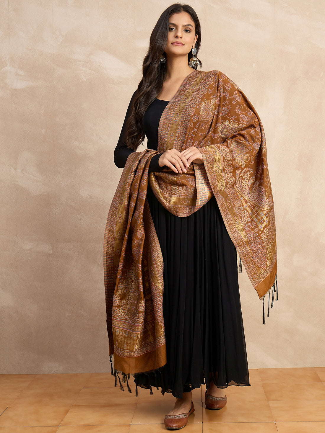 The Handwoven Brown Banarasi Silk Dupatta