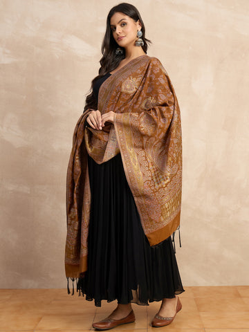 The Handwoven Brown Banarasi Silk Dupatta