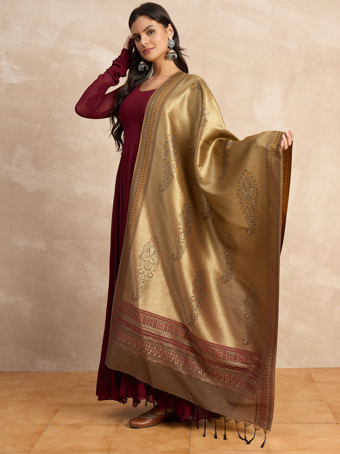 The Antique Gold Banarasi Silk Dupatta