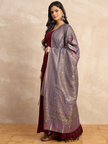 The Lavender and Gold Banarasi Silk Dupatta