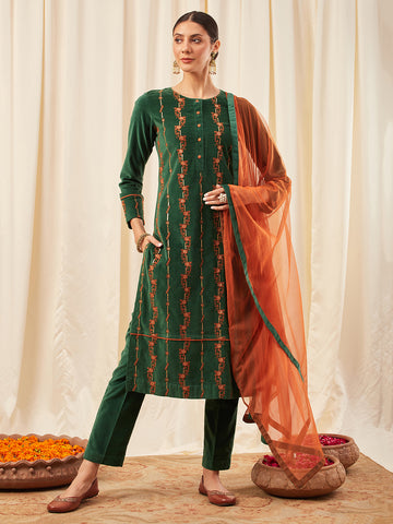Sage Green Kurta Set with Dupatta