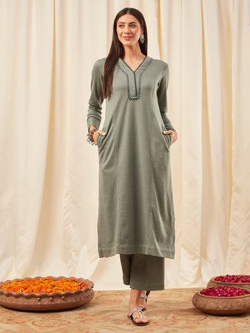 Moss Green Kurta Set