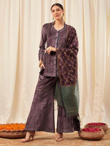 Dark Lilac Sharara set