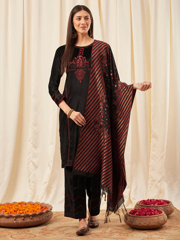 Black Velvet Kurta Set with Dupatta