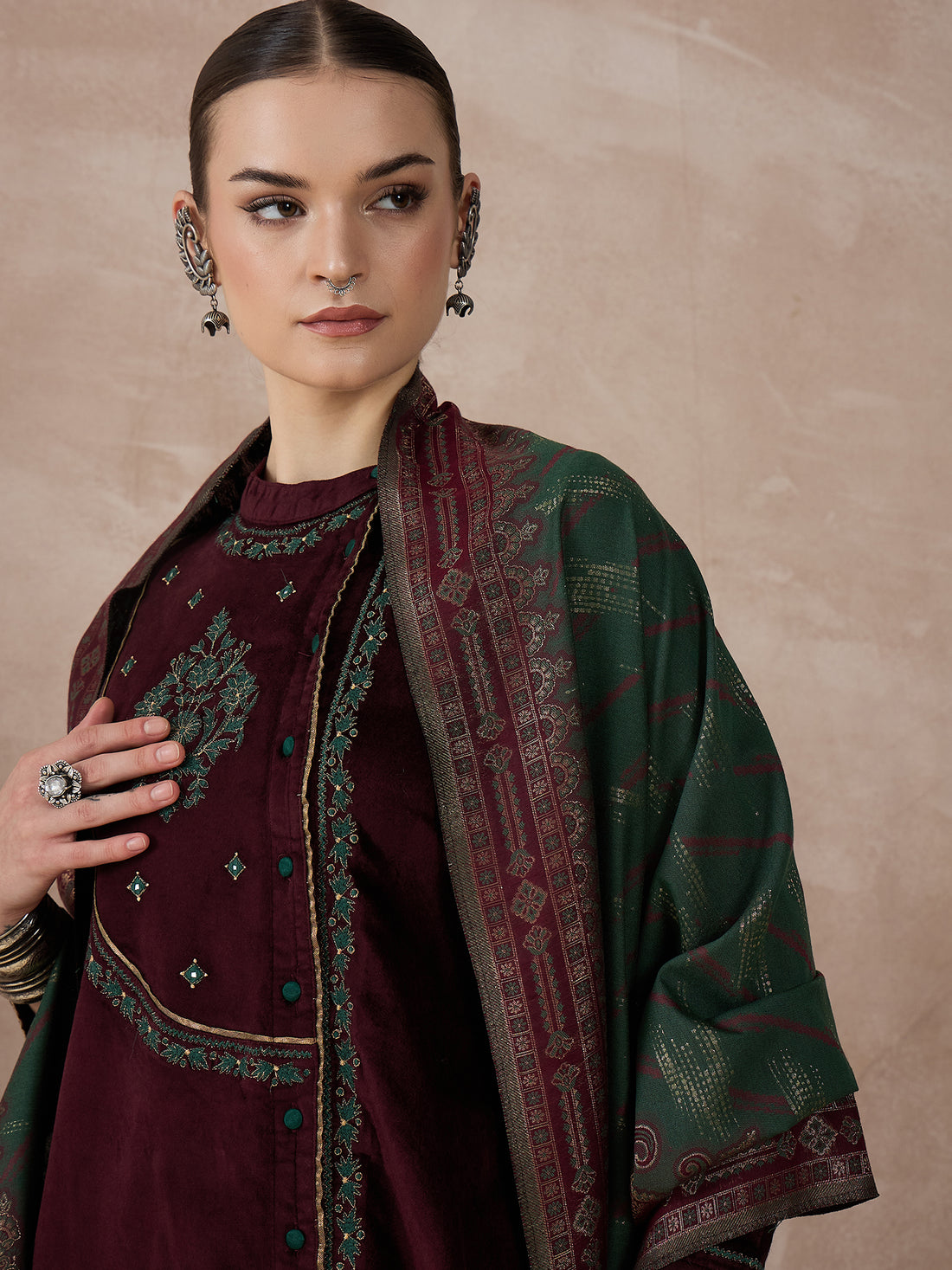 The Regal Maroon Zareena Set