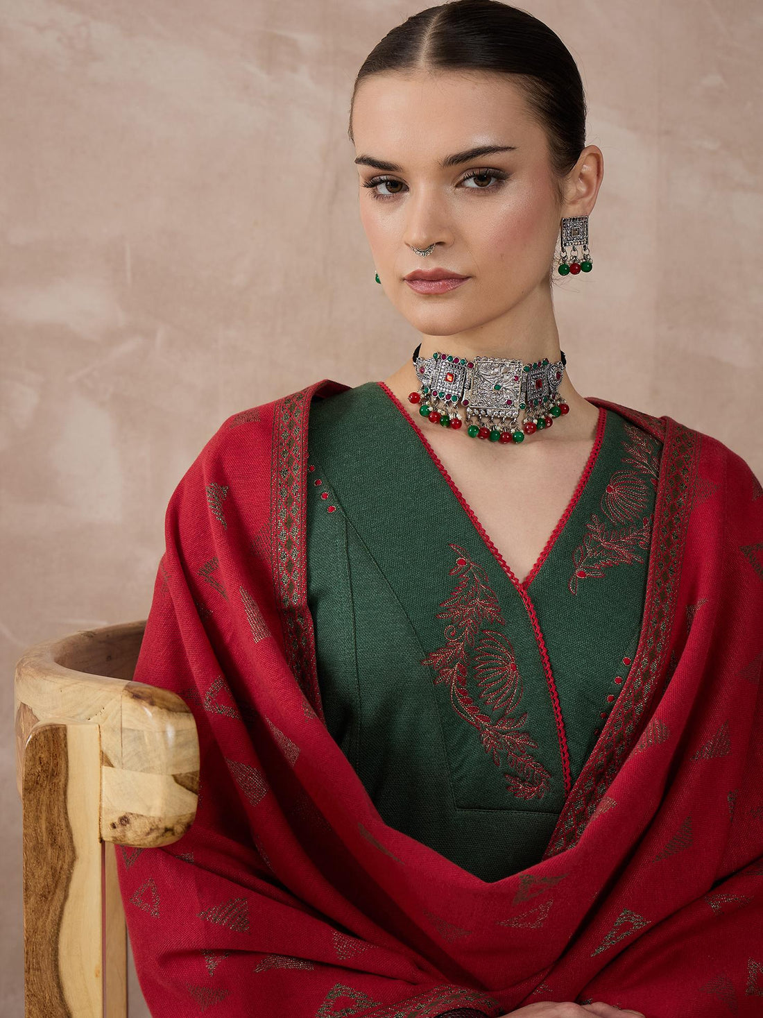 The Scarlet Contrast Kurta Set