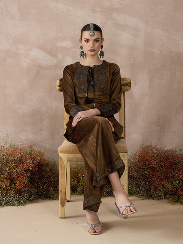 The Regal Glow Gold Palazzo Set