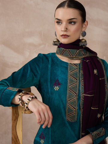 The Ocean Royale Velvet Kurta Set
