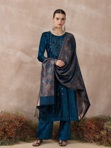 The Elysian Teal Velvet Samira Set