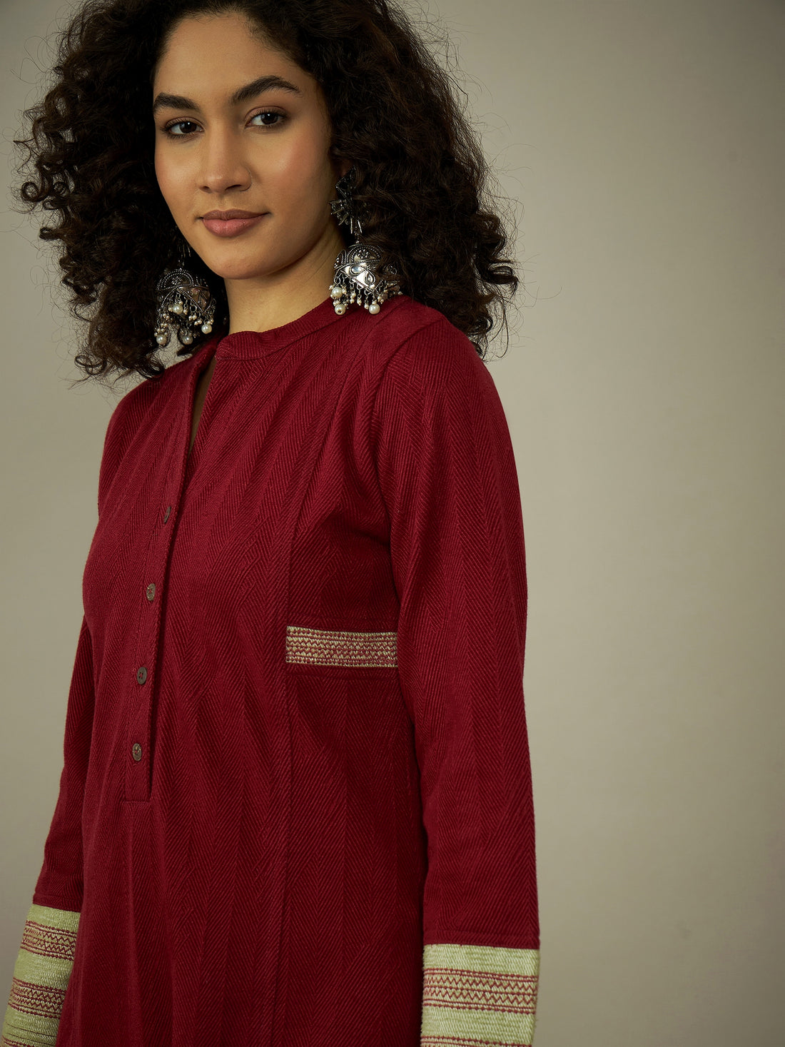 The Urban Maroon Patchwork Kurta Set