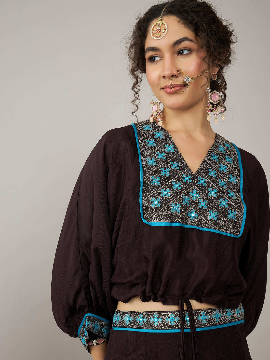 Printed Brown Skirt Set