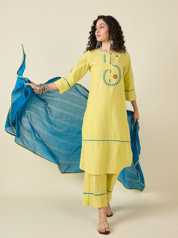 Lemon Kurta Set Dupatta