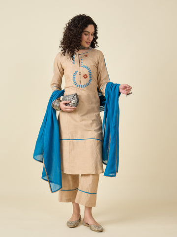 Brown Kurta Set Dupatta