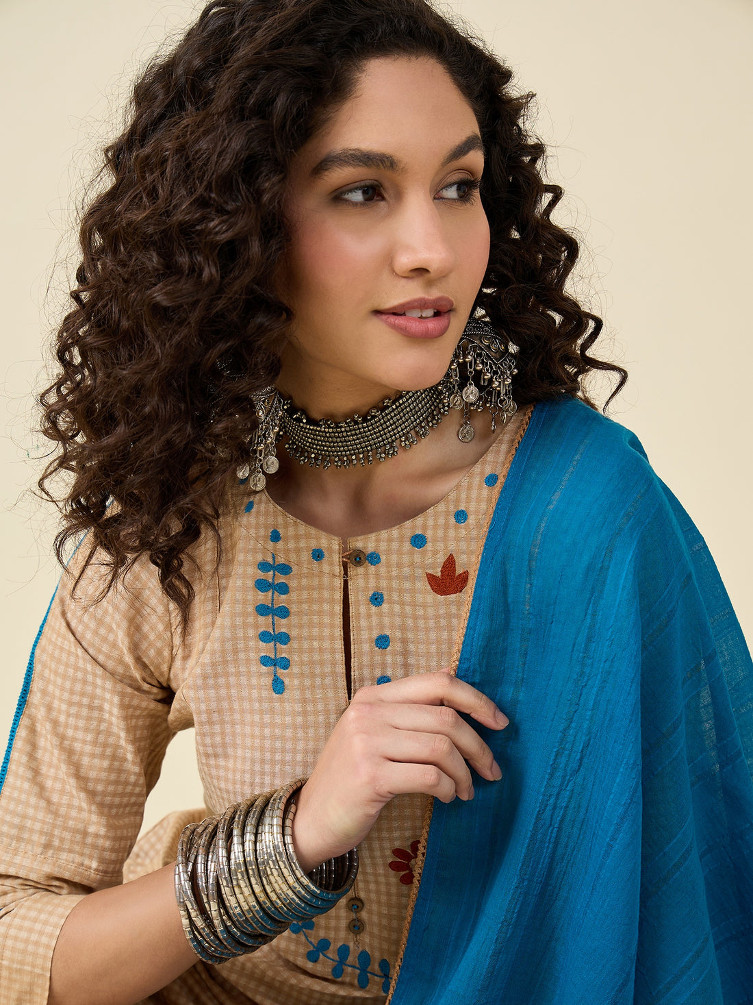 Brown Kurta Set Dupatta