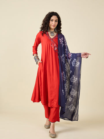 Rust kurta set with dupatta