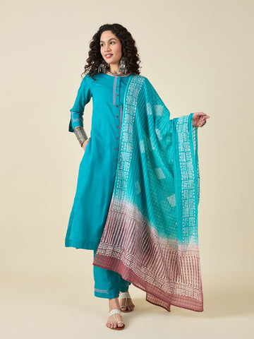 Firozi kurta Set with Dupatta