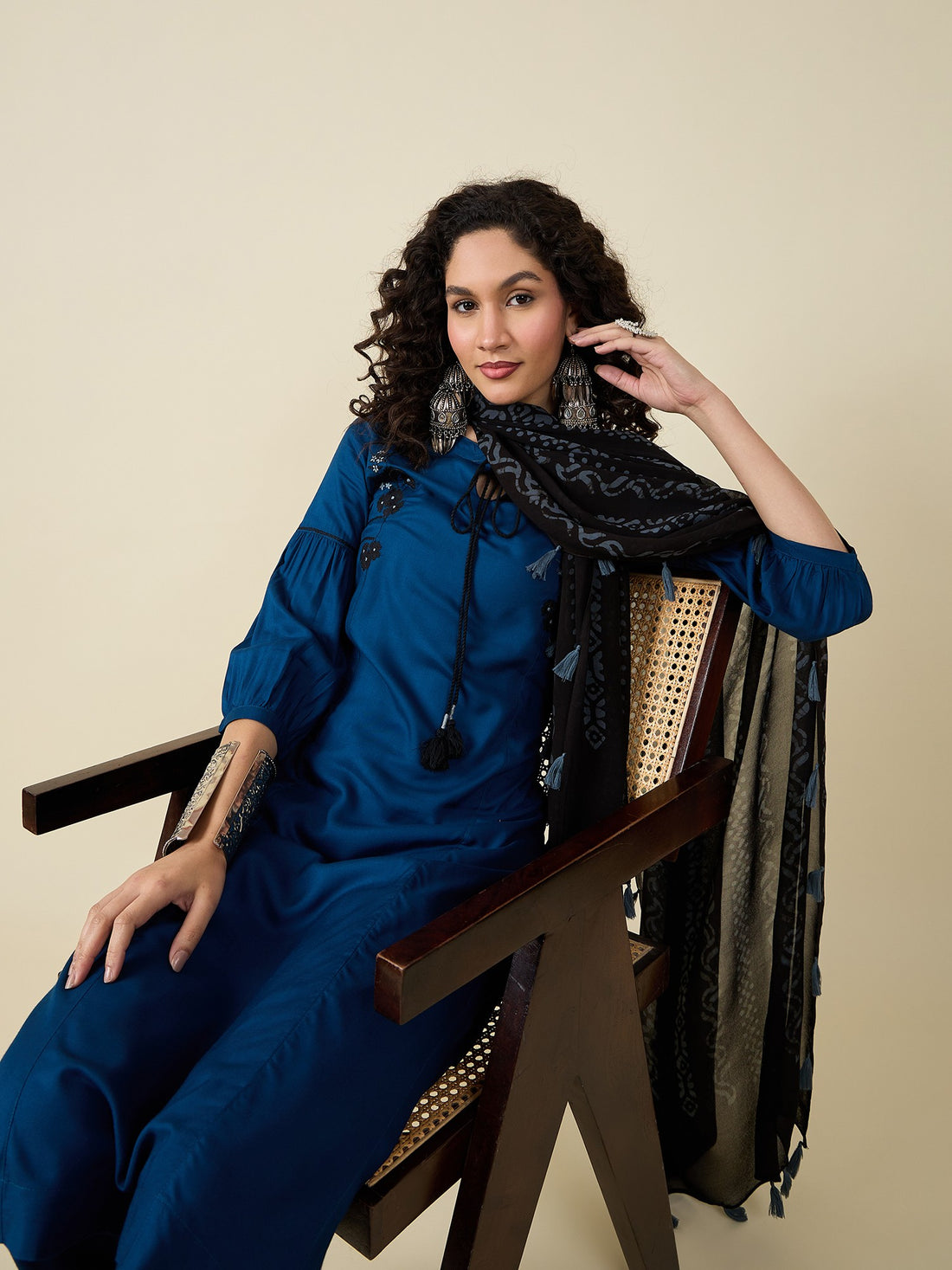Teal Blue Kurta Set With Dupatta