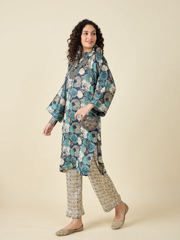 Blue Floral Kurta Set