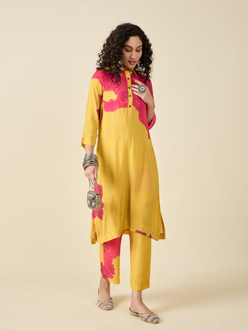 Printed Red Kurta Set