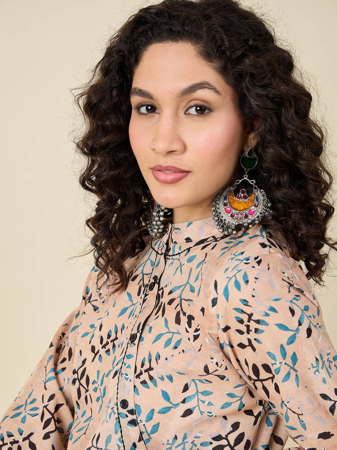 Peach Floral Kurta Set