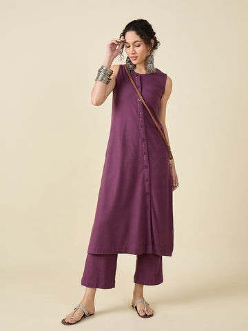 Knitted Mauve Kurta Set