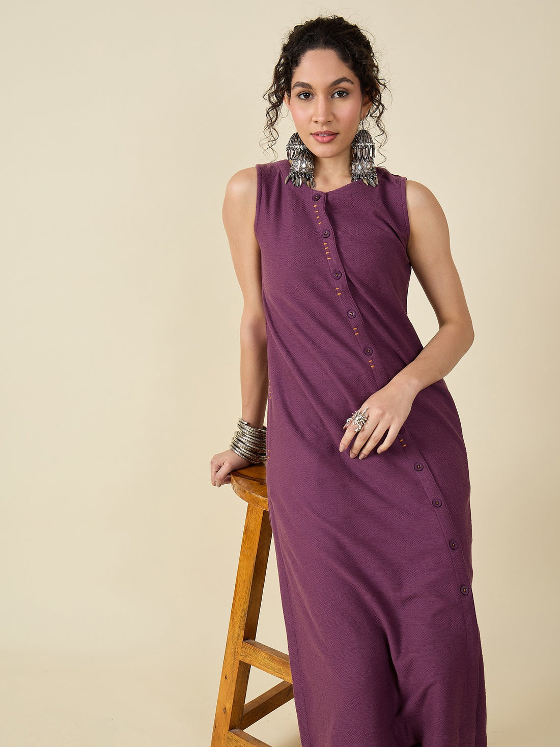 Knitted Mauve Kurta Set