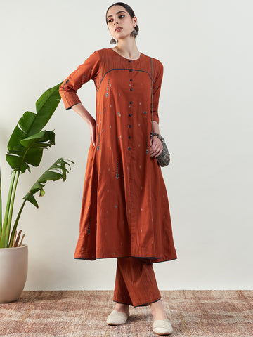 Rust A-Line Kurta Set