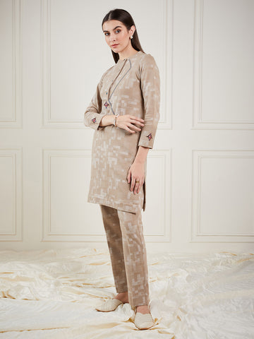 Classic Beige Wool Kurta Co-ord Set