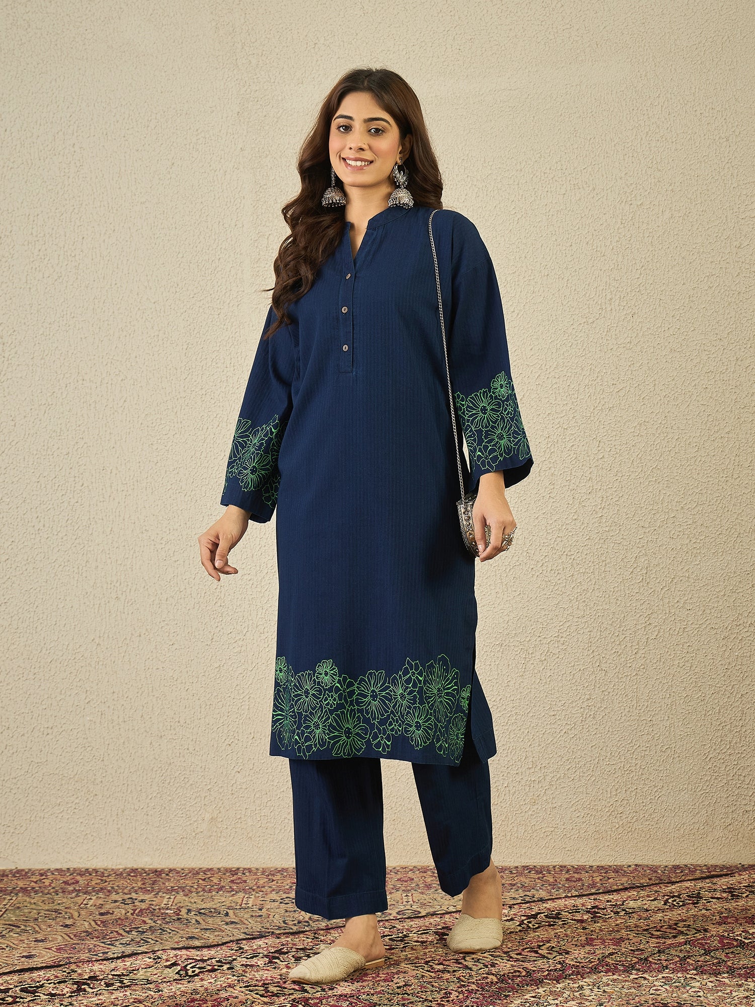 Blue Denim Kurta Set