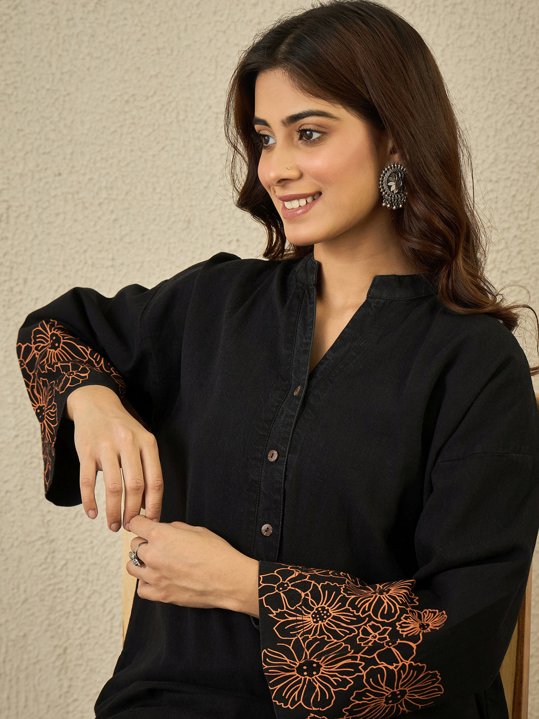 Denim Printed Kurta Set