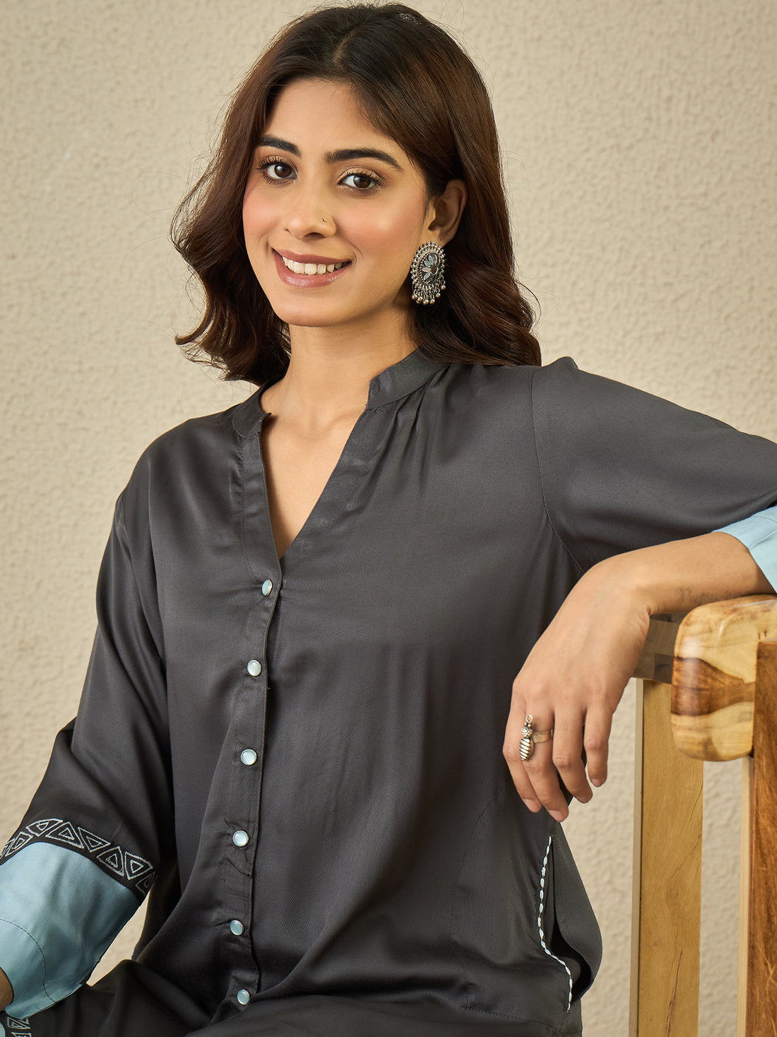 Grey Twin Effect Kurta Set
