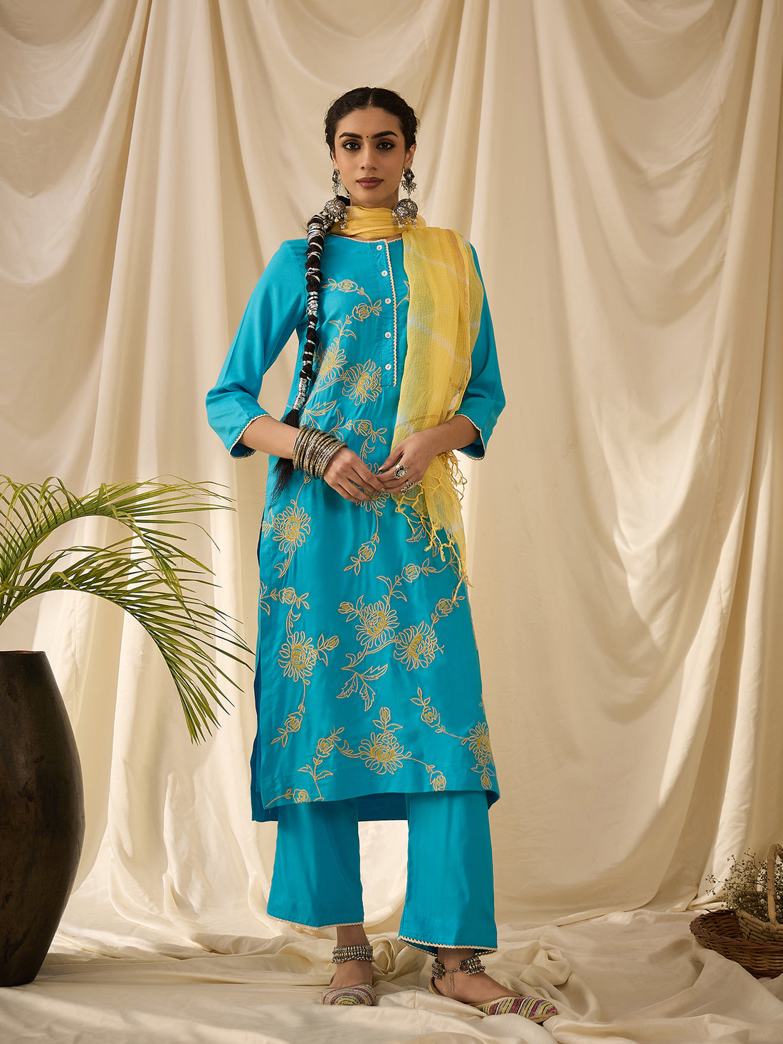 Firozi kurta set with dupatta