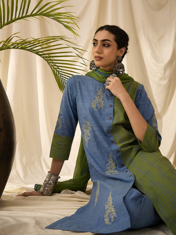 Aqua mist kurta set with dupatta