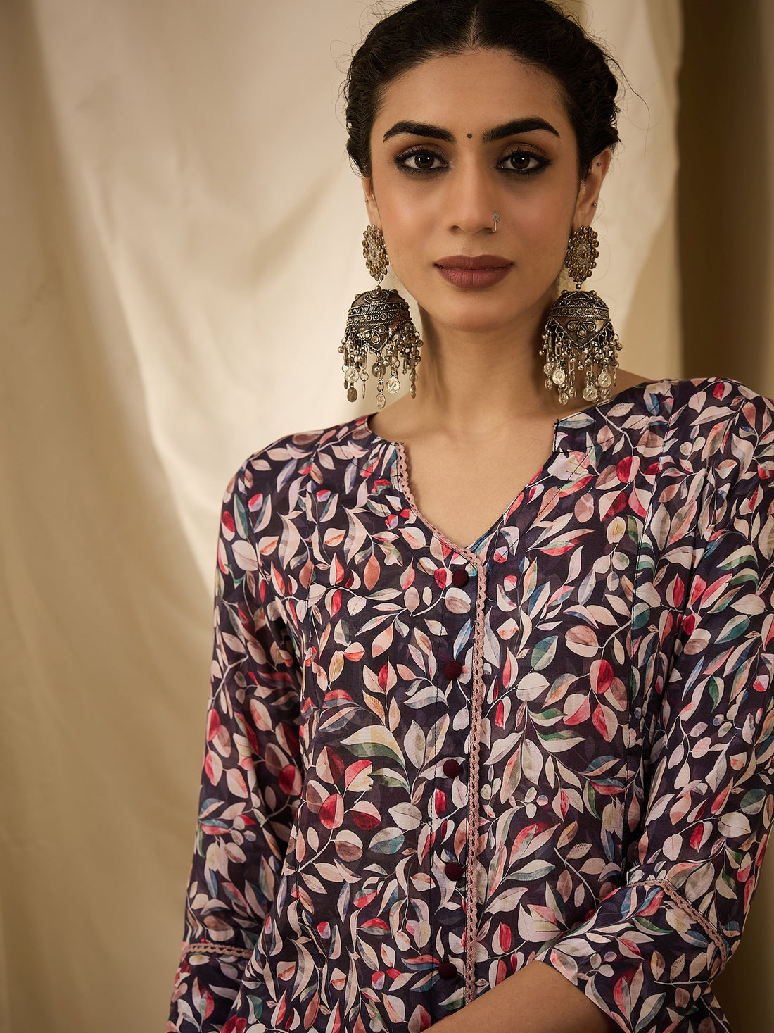 Printed Black Floral kurta set