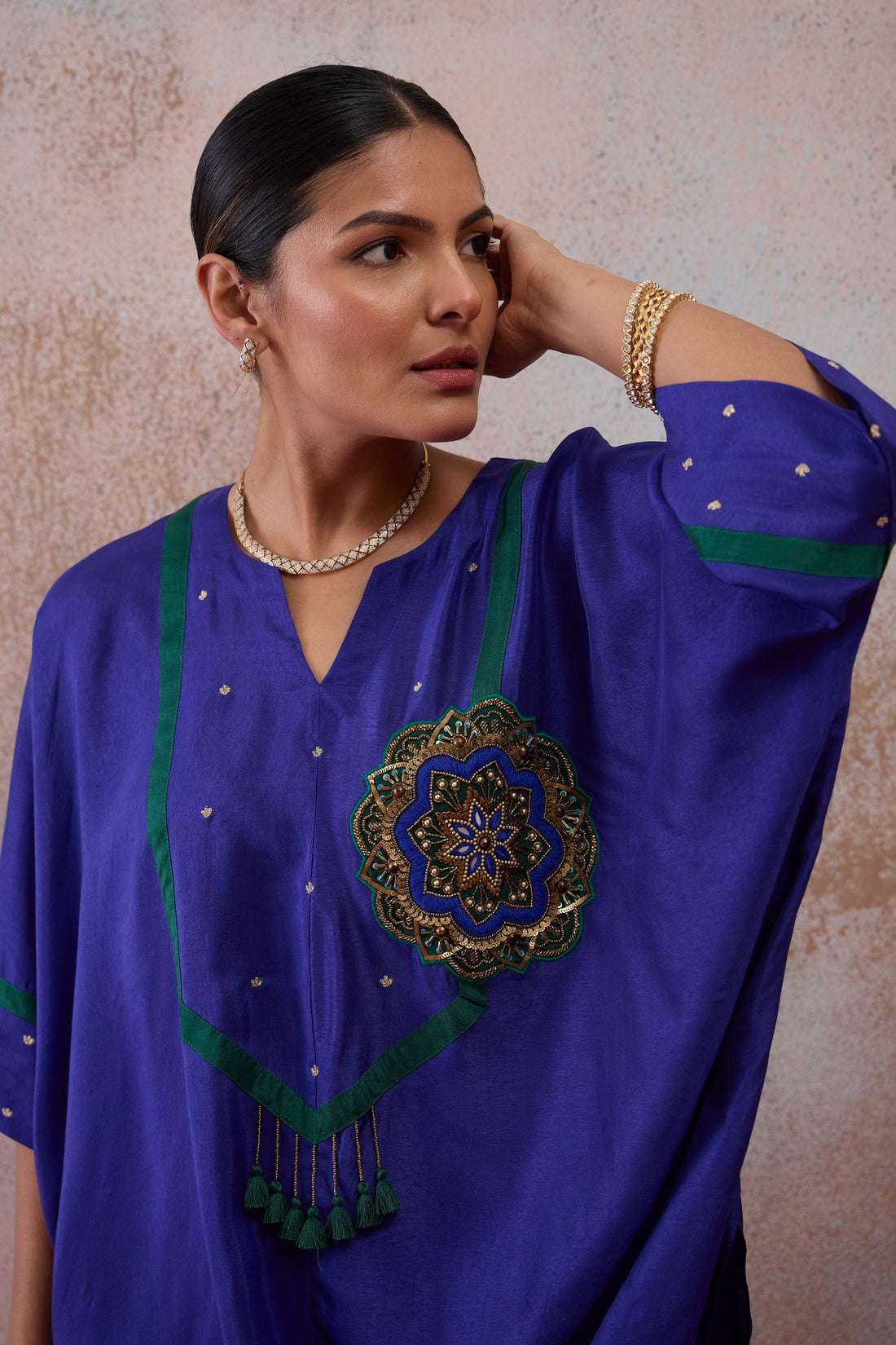The Cobalt Draped Kaftan Co-ord Set